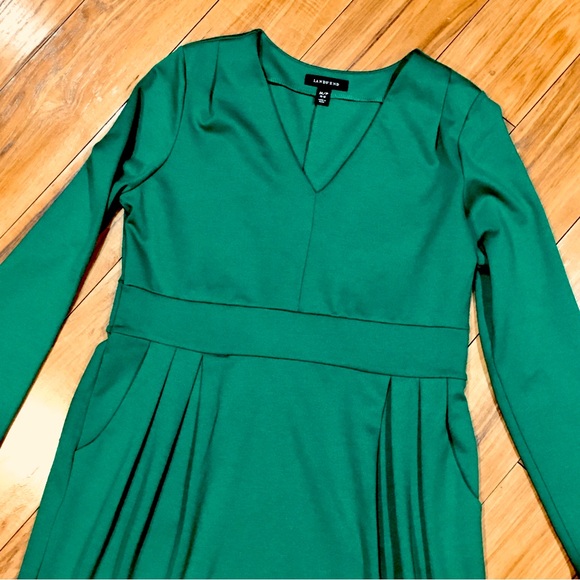 Lands End cotton knit pencil dress luxury Kelly Kelley green